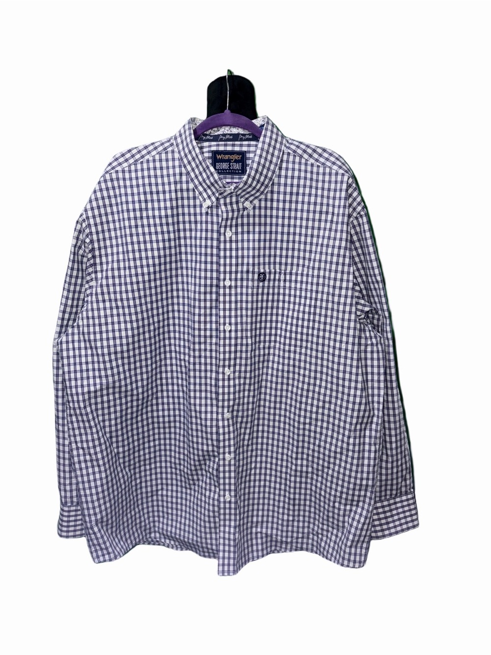🆕💜 Wrangler George Strait Men’s 2XLT Plaid Western Button Down Shirt